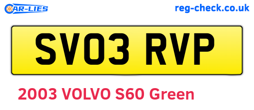 SV03RVP are the vehicle registration plates.