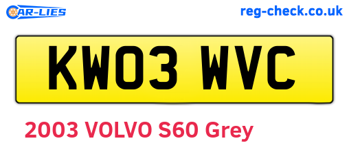 KW03WVC are the vehicle registration plates.