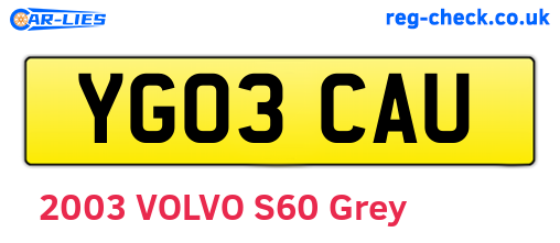 YG03CAU are the vehicle registration plates.