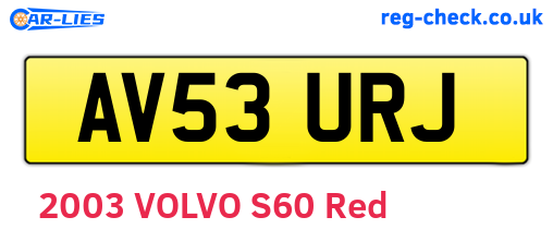 AV53URJ are the vehicle registration plates.