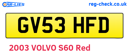 GV53HFD are the vehicle registration plates.