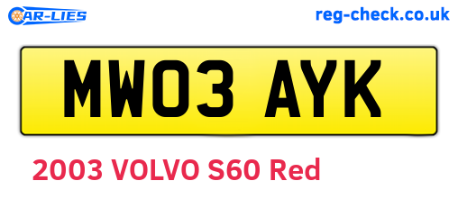 MW03AYK are the vehicle registration plates.