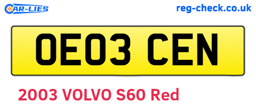 OE03CEN are the vehicle registration plates.