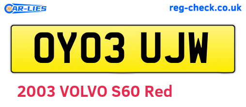 OY03UJW are the vehicle registration plates.