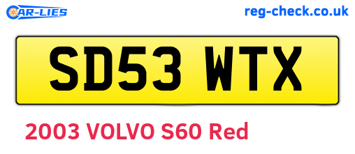SD53WTX are the vehicle registration plates.