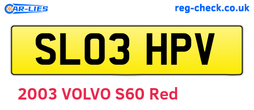 SL03HPV are the vehicle registration plates.