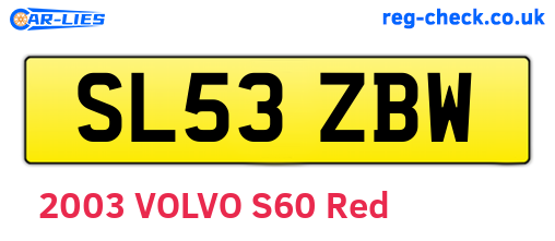 SL53ZBW are the vehicle registration plates.