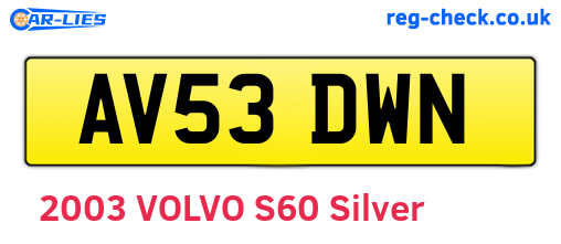 AV53DWN are the vehicle registration plates.