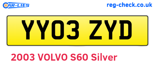 YY03ZYD are the vehicle registration plates.