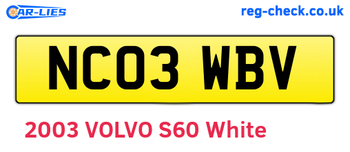 NC03WBV are the vehicle registration plates.