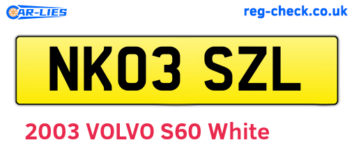 NK03SZL are the vehicle registration plates.