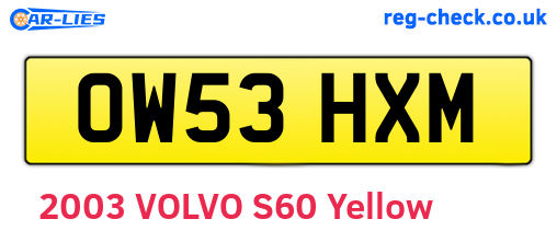 OW53HXM are the vehicle registration plates.