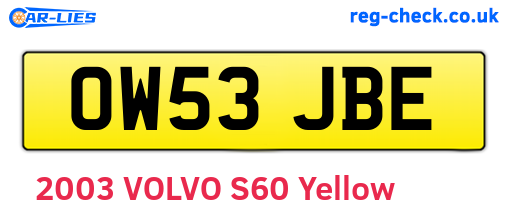 OW53JBE are the vehicle registration plates.