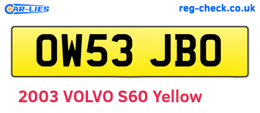 OW53JBO are the vehicle registration plates.