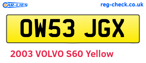 OW53JGX are the vehicle registration plates.