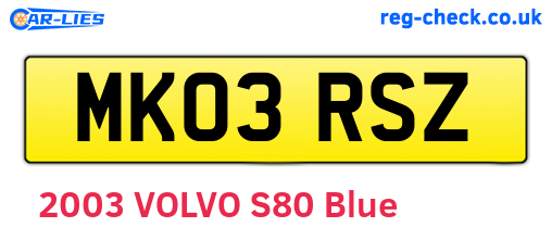 MK03RSZ are the vehicle registration plates.