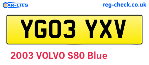 YG03YXV are the vehicle registration plates.