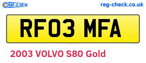 RF03MFA are the vehicle registration plates.