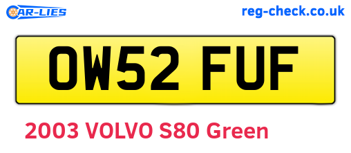 OW52FUF are the vehicle registration plates.