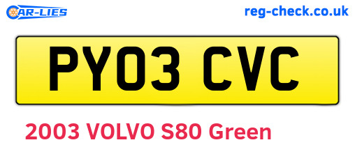 PY03CVC are the vehicle registration plates.