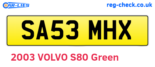 SA53MHX are the vehicle registration plates.