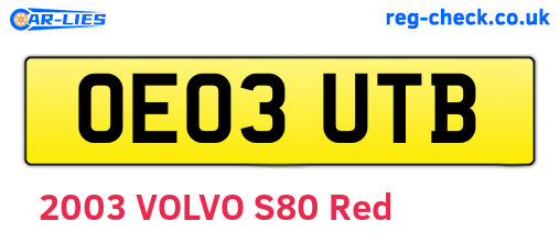 OE03UTB are the vehicle registration plates.