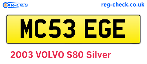MC53EGE are the vehicle registration plates.