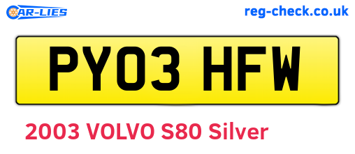 PY03HFW are the vehicle registration plates.