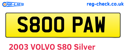 S800PAW are the vehicle registration plates.