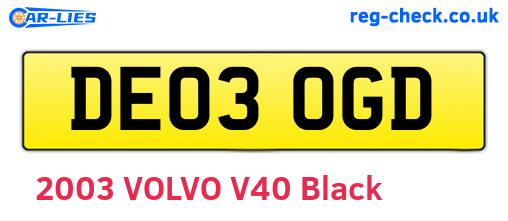 DE03OGD are the vehicle registration plates.
