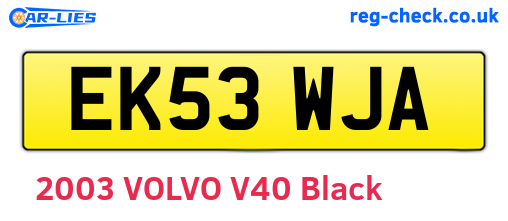 EK53WJA are the vehicle registration plates.