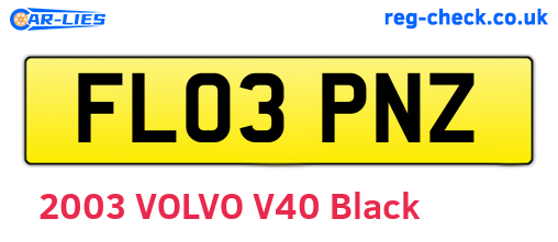 FL03PNZ are the vehicle registration plates.