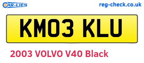 KM03KLU are the vehicle registration plates.