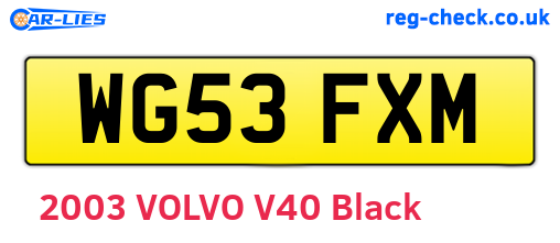 WG53FXM are the vehicle registration plates.