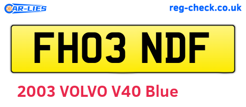FH03NDF are the vehicle registration plates.