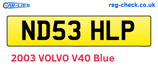 ND53HLP are the vehicle registration plates.