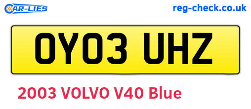 OY03UHZ are the vehicle registration plates.
