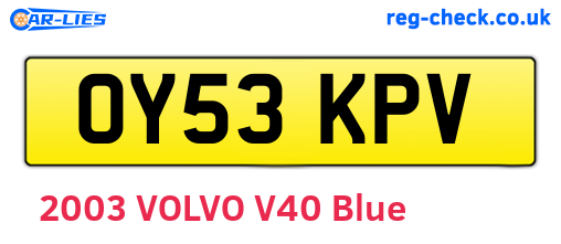 OY53KPV are the vehicle registration plates.