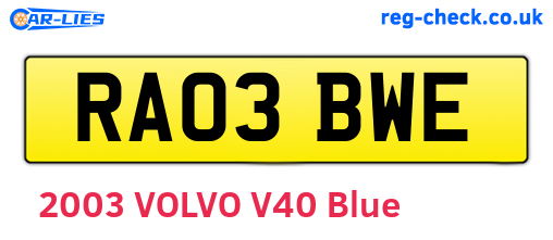 RA03BWE are the vehicle registration plates.