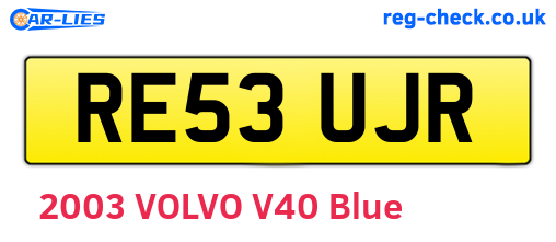 RE53UJR are the vehicle registration plates.