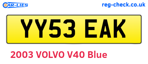 YY53EAK are the vehicle registration plates.