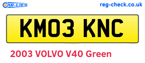 KM03KNC are the vehicle registration plates.