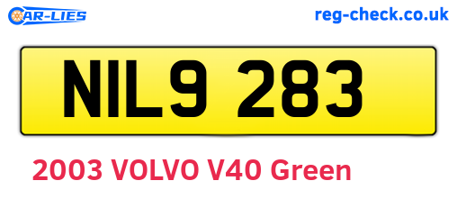 NIL9283 are the vehicle registration plates.