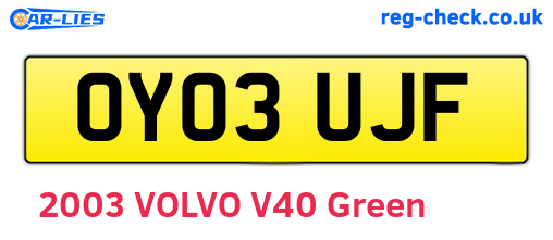 OY03UJF are the vehicle registration plates.