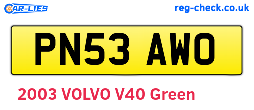 PN53AWO are the vehicle registration plates.