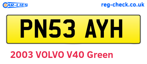 PN53AYH are the vehicle registration plates.