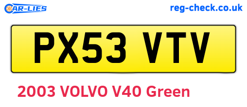 PX53VTV are the vehicle registration plates.