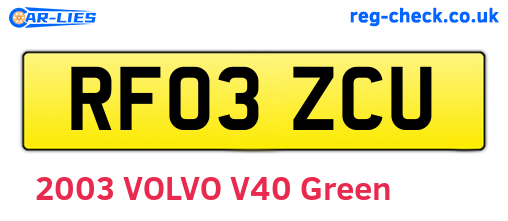RF03ZCU are the vehicle registration plates.