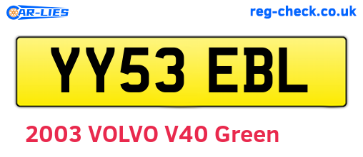 YY53EBL are the vehicle registration plates.