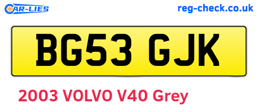BG53GJK are the vehicle registration plates.